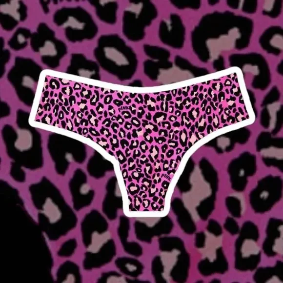 PINK Victoria's Secret No-Show Thong Underwear, XL, Pink Leo, NWT - Picture 1 of 2